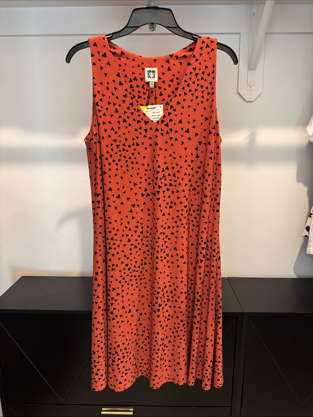 Anne Klein Sleeveless Rust Red Printed A-Line Dress